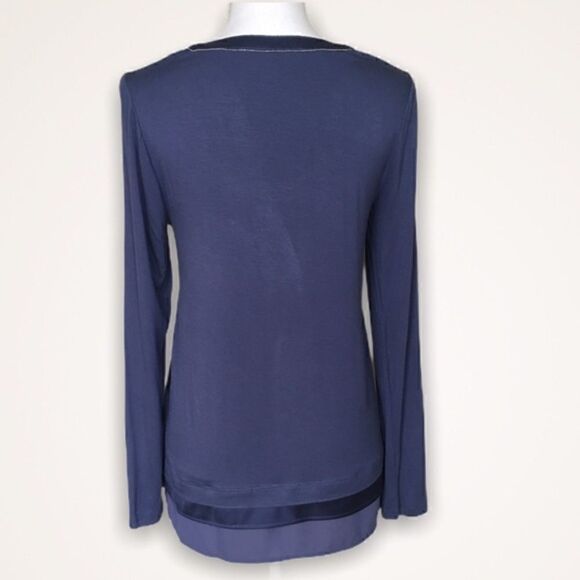 WHBM Blue Layered Long Sleeve Top - Picture 3 of 8